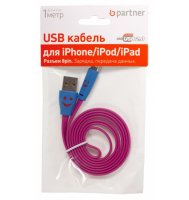 Аксессуар Partner USB 2.0 - 8 pin со смайлом Coral ПР 028405