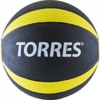Медбол Torres 1 кг", диаметр 19,5 см, цвет черно-желто-белый