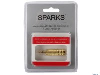 Sparks SG1100, Переходник Jack 3.5 mm вилка - Jack 6.3 mm розетка, аудио-стерео, Gold