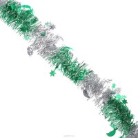 Мишура новогодняя "Sima-land", цвет: серебристый, зеленый, диаметр 5 см, длина 200 см. 702608