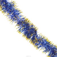 Мишура новогодняя "Sima-land", цвет: синий, золотистый, диаметр 5 см, длина 2 м. 702625