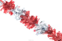 Мишура новогодняя EuroHouse "Чудесница", цвет: красный, серебристый, диаметр 6 см, длина 200 см