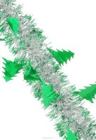 Мишура новогодняя "Sima-land", цвет: зеленый, серебристый, диаметр 5 см, длина 200 см. 702614