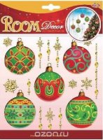 Наклейки для интерьера Room Decoration "Новогодние шары", цвет: красный, зеленый, объемные, 18 см х