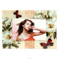 Фоторамка Sima-land "Цветы яблони с бабочками", цвет: белый, красный, 9 см х 13 см