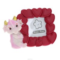Декоративная фоторамка Lunten Ranta "Розовый дракончик с сердцами", 4,5 см х 4,5 см