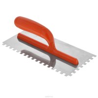 Гладилка зубчатая "FIT", цвет: оранжевый, зуб 8 мм, 28 см х 13 см