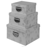 Набор коробок для хранения "Зимнее настроение", цвет: белый, 3 шт