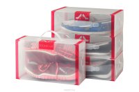 Набор 4 коробок для хранения женской обуви El Casa "Прозрачные с красной каймой" 30 х 18 х 10 см, с