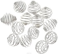 Бусины Астра "Спираль", цвет: серебристый, диаметр 19 мм, 15 шт