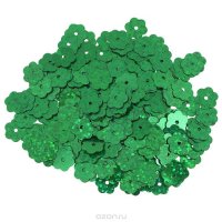 Пайетки Астра "Цветочки", с голограммой, цвет: зеленый (50104), 10 мм, 10 г. 7700474_50104