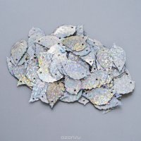Пайетки Астра "Листочки", с голограммой, цвет: серебристый (50112), 15 мм х 25 мм, 10 г. 7700478_501