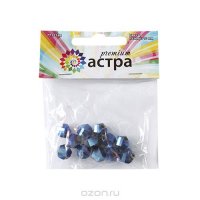 Бусины Астра "Premium", цвет: голубой (1), 10 мм х 10 мм, 12 шт