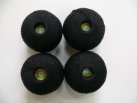 Нитки вязальные "Лилия", хлопчатобумажные, цвет: черный (4305), 440 м, 75 г, 4 шт
