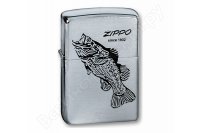  Zippo 200 Black Bass Brushed Chrome 