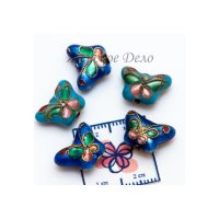 Бусины клуазоне Волшебная Бабочка бирюзового цвета 15 мм арт. 21027