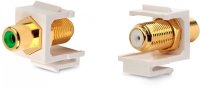 Hyperline KJ1-RCA/GN-FHG-WH  Keystone Jack, F-type/RCA  (IN/OUT), gold plated, ROHS