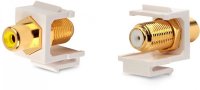 Hyperline KJ1-RCA/YL-FHG-WH  Keystone Jack, F-type / RCA  (IN/OUT), gold plated, ROHS