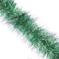 Мишура новогодняя "Sima-land", цвет: зеленый, серебристый, диаметр 9 см, длина 165 см. 623233