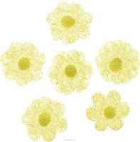 Набор украшений для яиц Home Queen "Цветы", на клейкой основе, цвет: светло-желтый, 6 шт