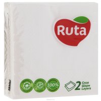 Салфетки "Ruta", двухслойные, цвет: белый, 24 см х 24 см, 40 шт