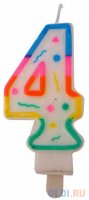 Свеча для торта нумерологическая 4, разноцветная, 7 см API0316-4