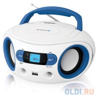 Аудиомагнитола BBK BS15BT белый/голубой 2 Вт/MP3/FM(dig)/USB/BT