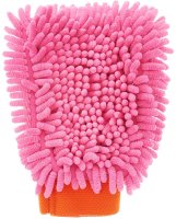 Рукавица для уборки Eva "Спагетти", комбинированная, цвет: розовый, 16 х 22 см