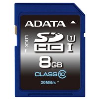   8 Gb A-Data Premier SDHC (ASDH8GUICL10-R) UHS-I, Class 10, Retail