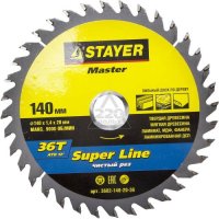 Круг пильный твердосплавный STAYER MASTER 3682-140-20-36 super-line по дереву 140x20 мм 36T