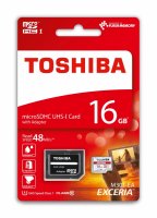   micro SDHC 16Gb Toshiba Exceria Class 10 UHS-I U1 + ADP (48/10 Mb/s) THN-M301R0160EA