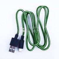 Кабель Liberty Project для USB - Lightning 8-pin, в текстильной оплетке, зеленый/черный/коробка