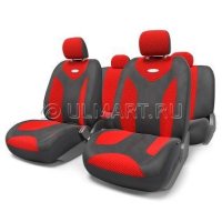 Авточехлы Autoprofi MATRIX, формованный велюр, 11 предметов, черный/красный, размер М, MTX-1105 BK/R