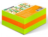 Блок для записей СТАММ NEON 6*6*3 см проклеенный (зеленый/оранжевый)
