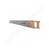 Ножовка по дереву SPARTA 400 мм, 7-8 ТР I, каленый зуб, линейка, деревянная рукоятка 231855