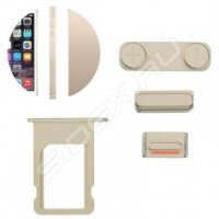 Комплект кнопок и лоток под sim-карту для Apple iPhone 5 (F-SIM-ip5) (золотистый)
