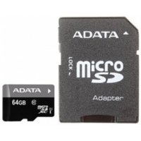 64Gb microSDXC ADATA Premier (AUSDX64GUICL10-ROTGMBK), Class 10, UHS-I, U1 +  OTG/USB, RTL