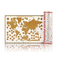 Стираемая карта мира (скретч-карта) Color Edition красная 59x42 см