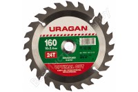 Круг пильный твердосплавный URAGAN 36801-160-16-24 оптимальный рез по дереву 160 х 16 мм 24 т