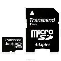   Micro SDHC 4Gb Class 10 Transcend TS4GUSDHC10-P3 + USB-