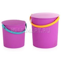 Ведро-стул GRANDE в комплекте 2 ведра: 20 л+10 л, фиолетовый