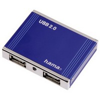  Hama USB 2.0 Hub 1:4 Aluminium bus-powered Blue (78497)