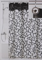 Штора для ванной Valiant "Элегант", цвет: белый, черный, 180 см х 180 см