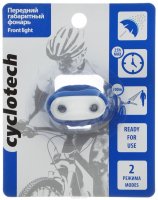 Фонарь велосипедный "Cyclotech", габаритный, передний, цвет: белый, синий