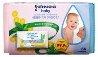 Johnson"s Baby Влажные салфетки Нежная Забота 64 шт + Johnson"s Baby Pure Protect Детское мыло 25 г