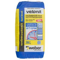 Наливной пол быстротвердеющий Weber Vetonit Fast Level, 20 кг