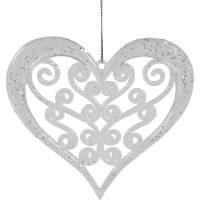 Фигурка елочное украшение Сердце 12 см, цвет белый