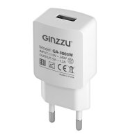 Устройство зарядное Ginzzu USB 1.2A White GA-3003W