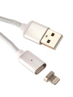  Red Line Magnetic USB - Lightning 8 pin Silver