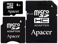 4Gb   microSDHC Apacer, Class 4 (2 )